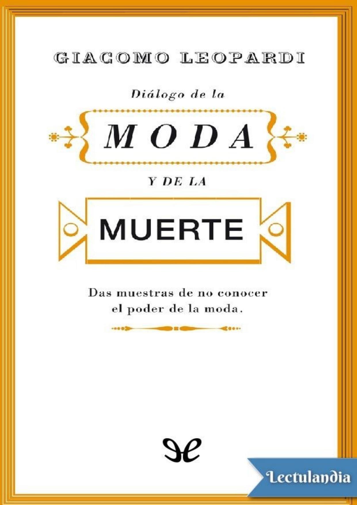 Diálogo de la moda y de la muerte de Giacomo Leopardi, portada del libro