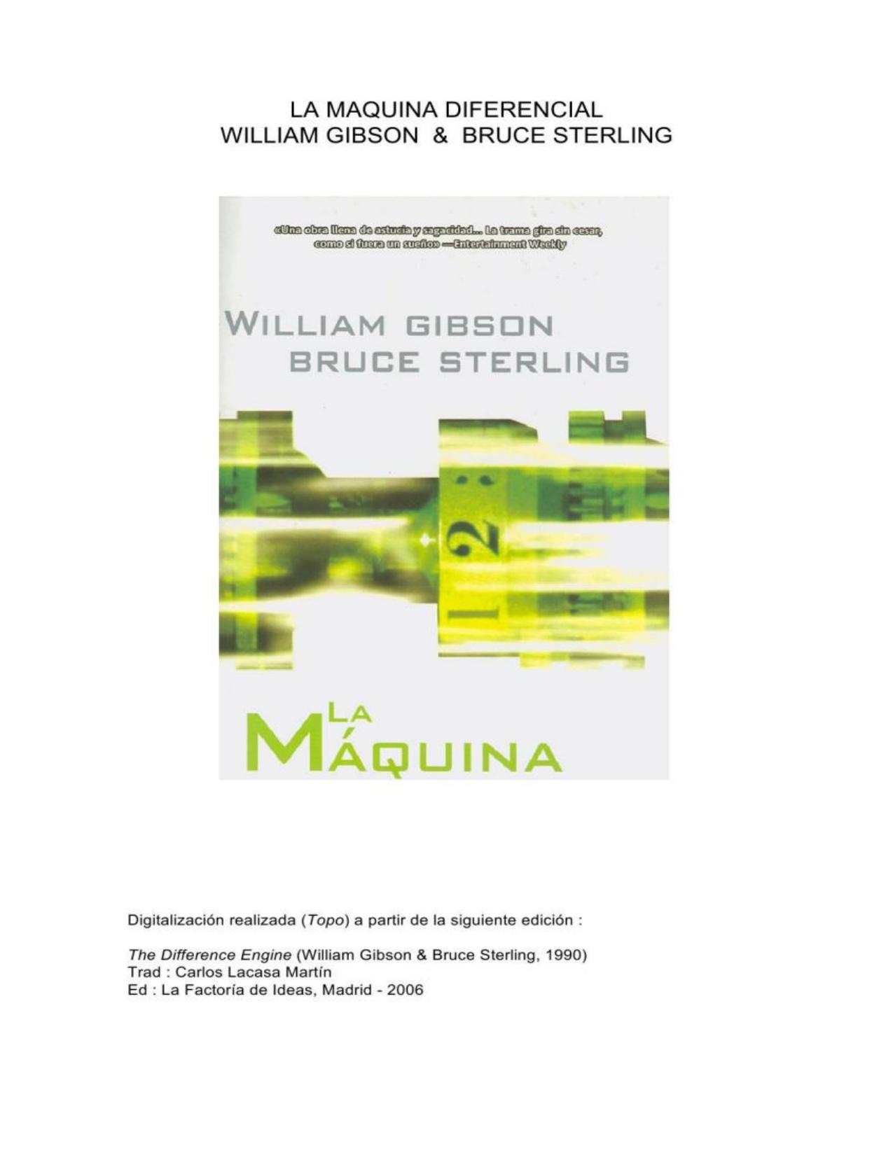 La maquina diferencial de William Gibson, portada del libro