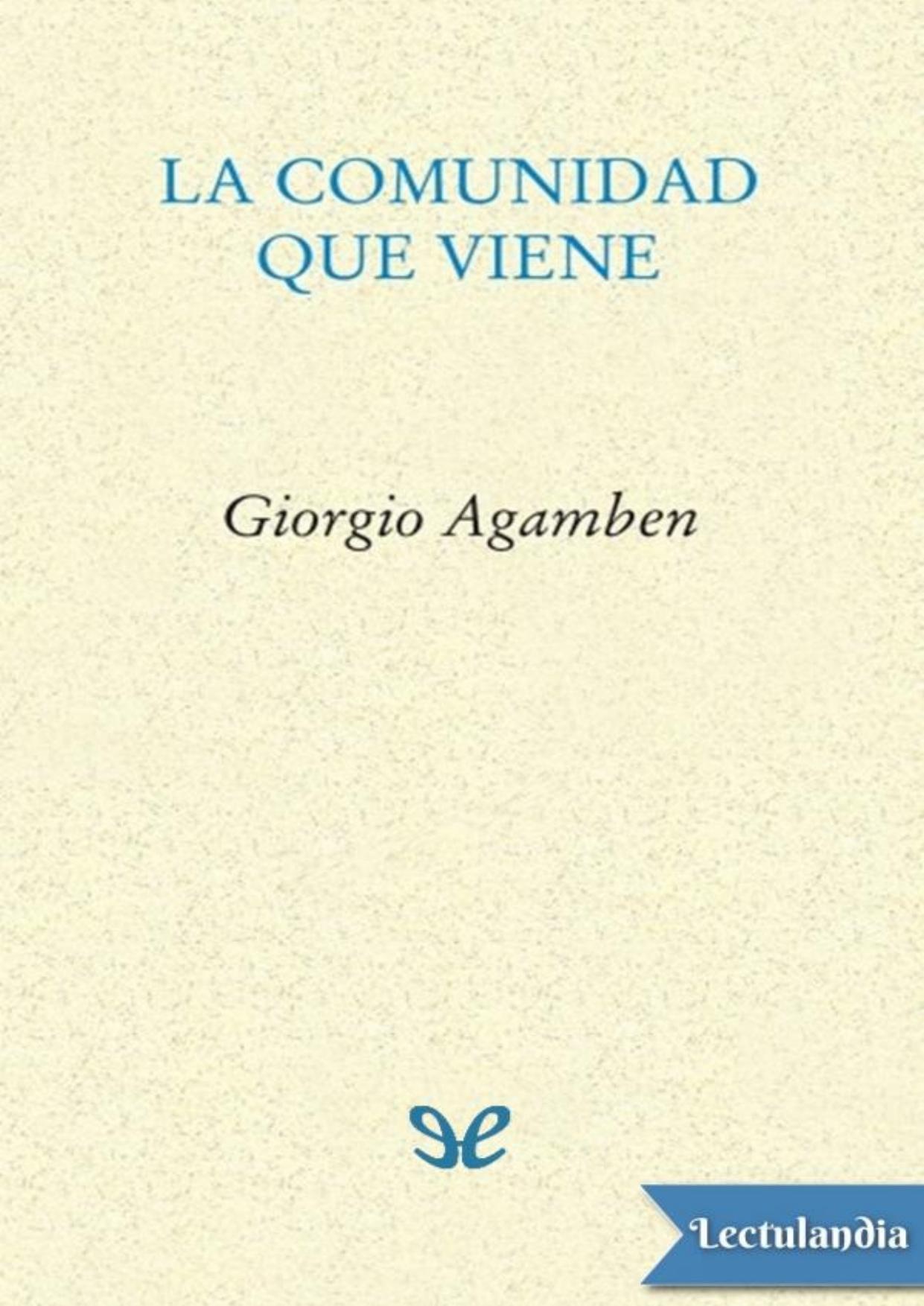 La comunidad que viene de Giorgio Agamben, portada del libro
