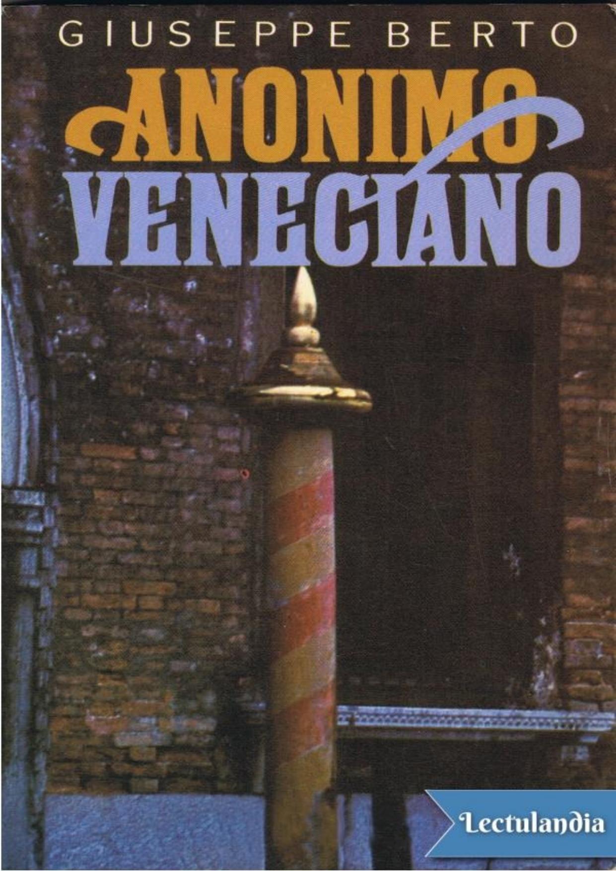 Anónimo veneciano de Giuseppe Berto, portada del libro