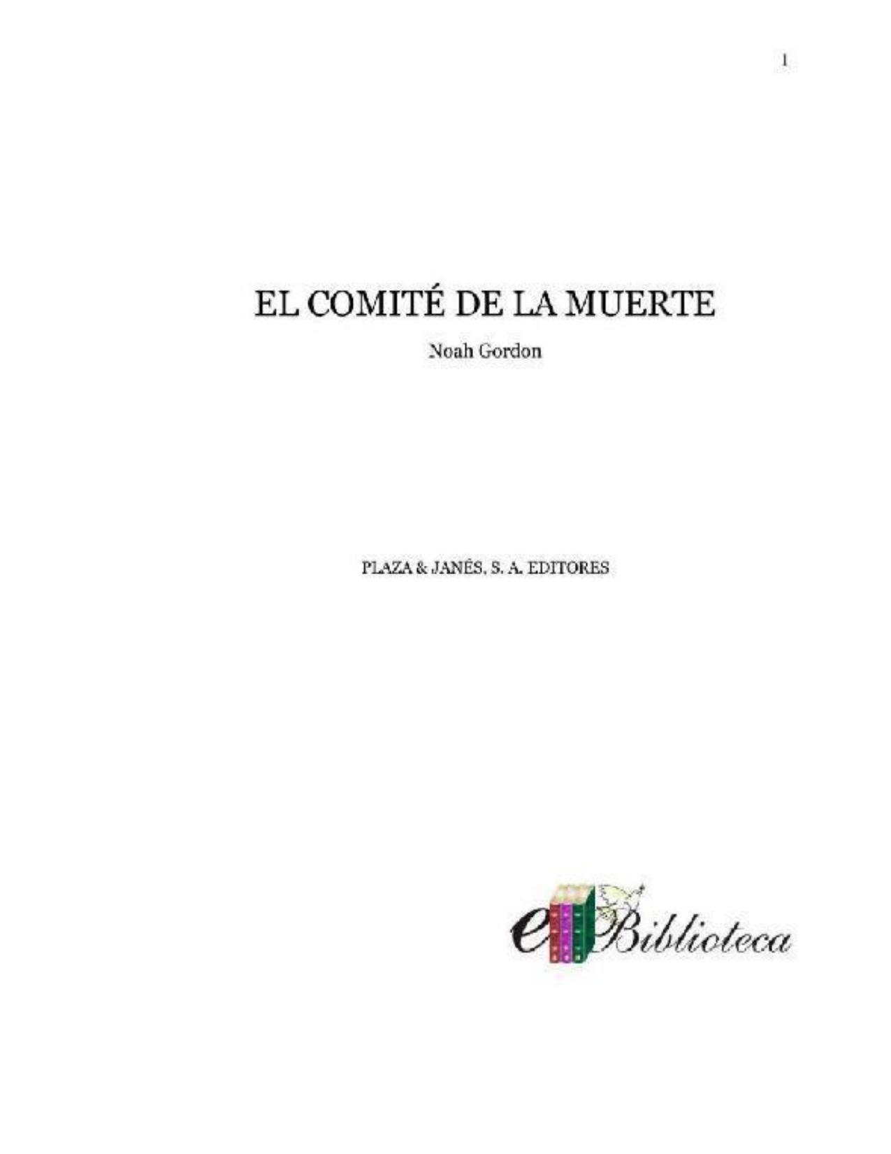 El Comite de la muerte de Noah Gordon, portada del libro
