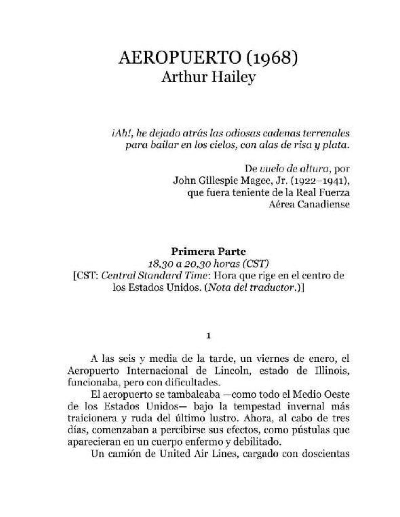 Aeropuerto (1968) de Arthur Hailey, portada del libro
