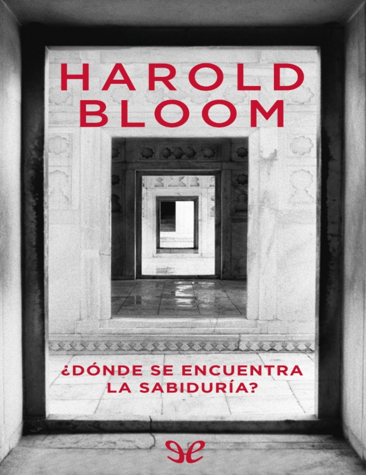 _Donde se encuentra la sabiduria_ de Harold Bloom, portada del libro