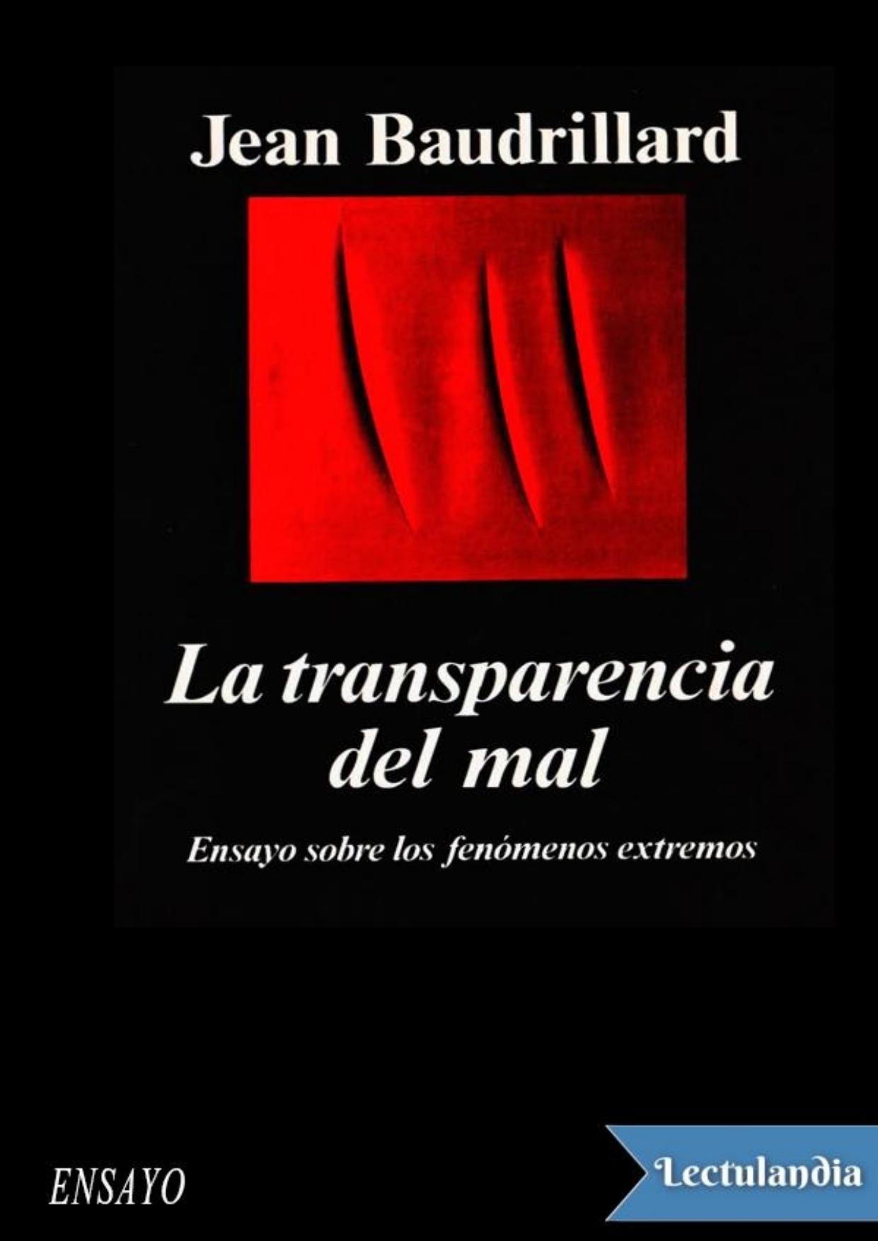 La transparencia del mal de Jean Baudrillard, portada del libro