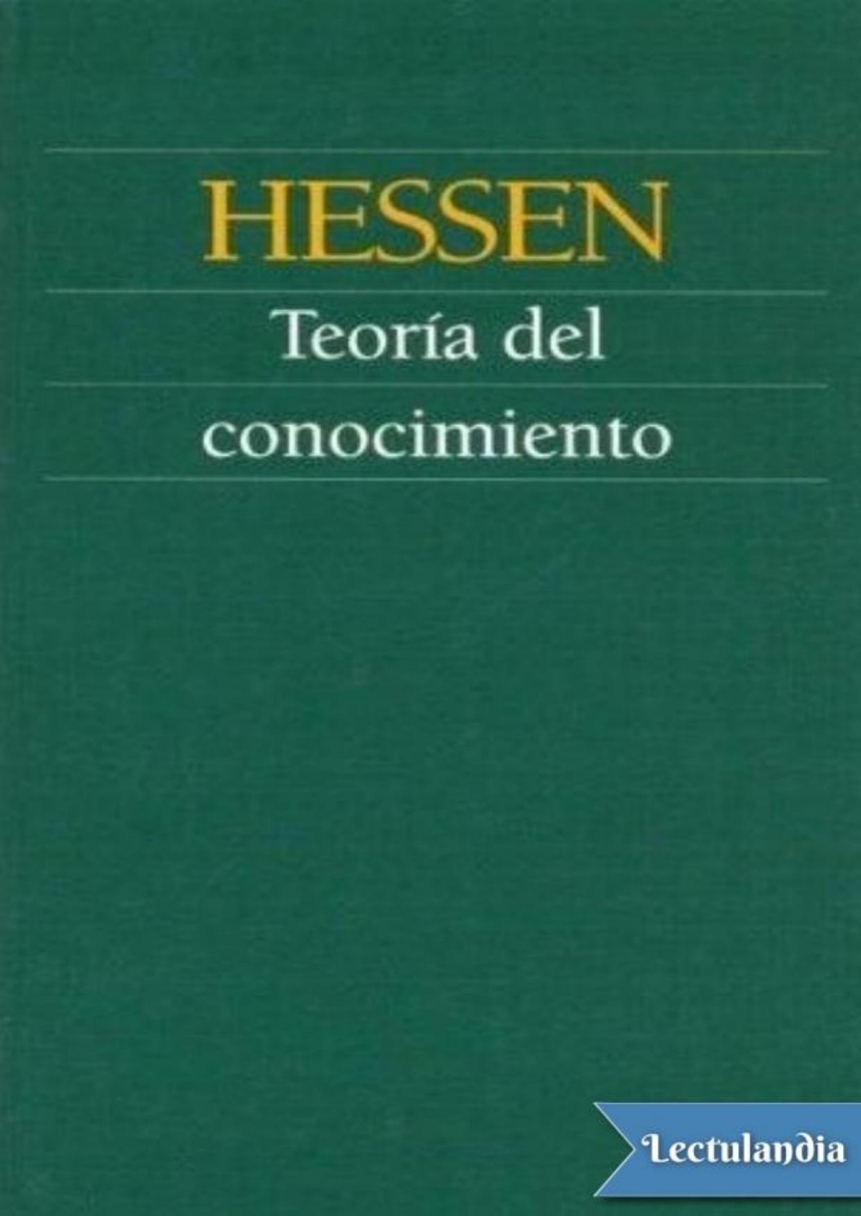 Teoría del conocimiento de Johannes Hessen, portada del libro