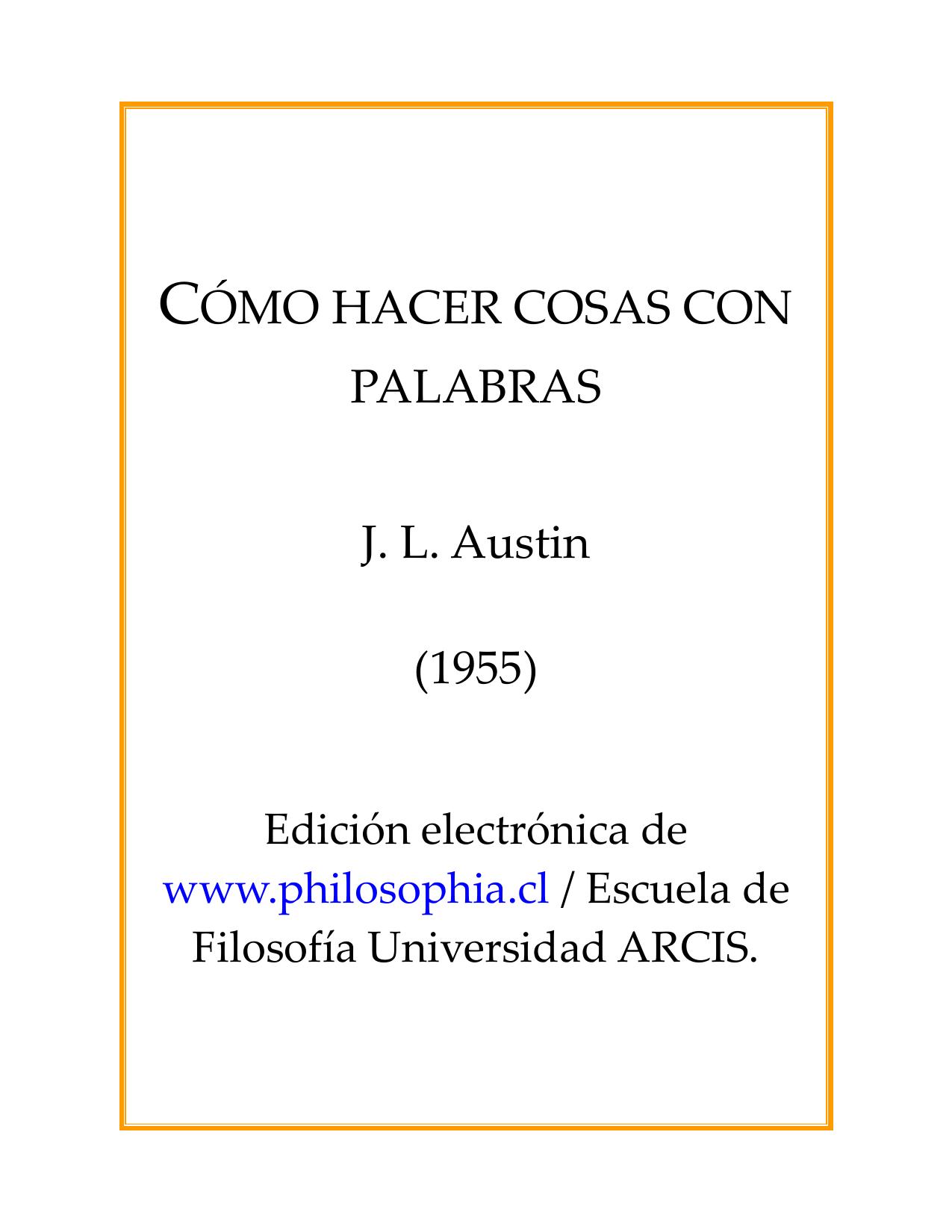 Cómo hacer cosas con palabras de John Austin, portada del libro