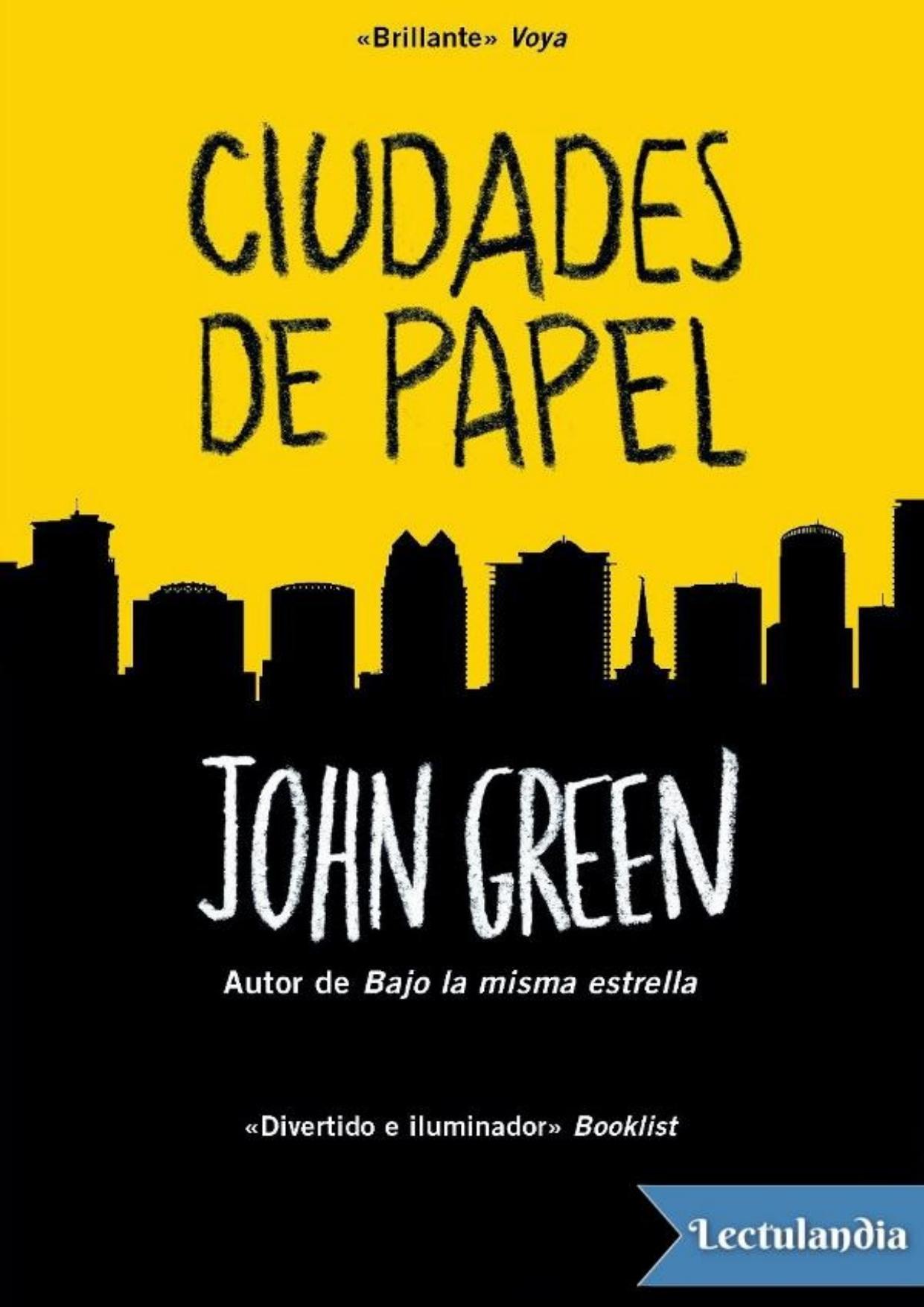 Ciudades de papel de John Green, portada del libro