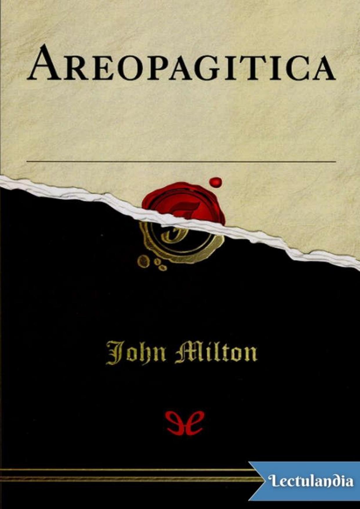 Areopagítica de John Milton, portada del libro