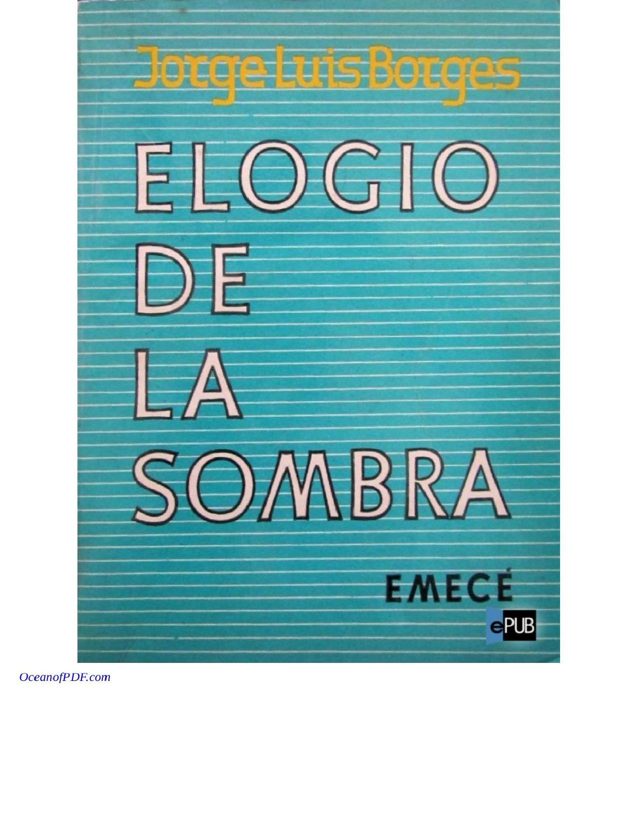 Elogio de la sombra de Jorge Luis Borges, portada del libro