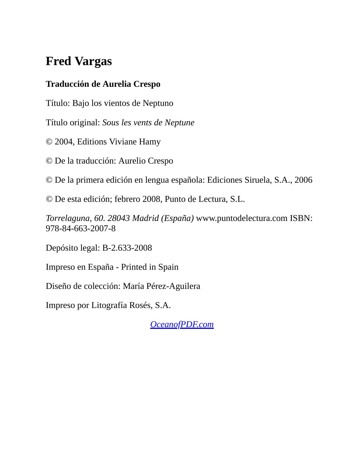 Vargas, Fred - Comisario Adamsberg 06 - Bajo los vientos de Neptuno [R1] de Jose Manuel, portada del libro