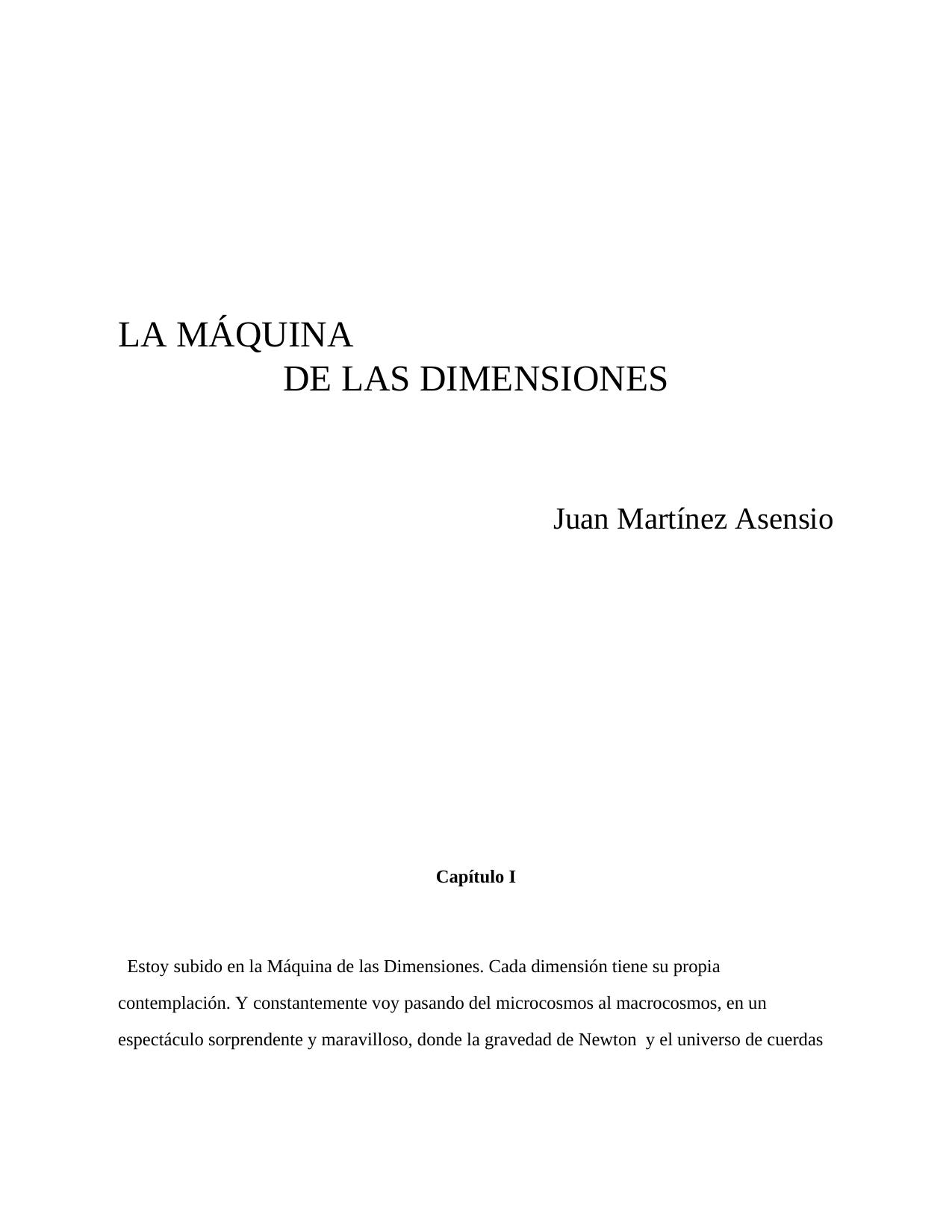 La Máquina de las Dimensiones de Juan Martínez Asensio, portada del libro