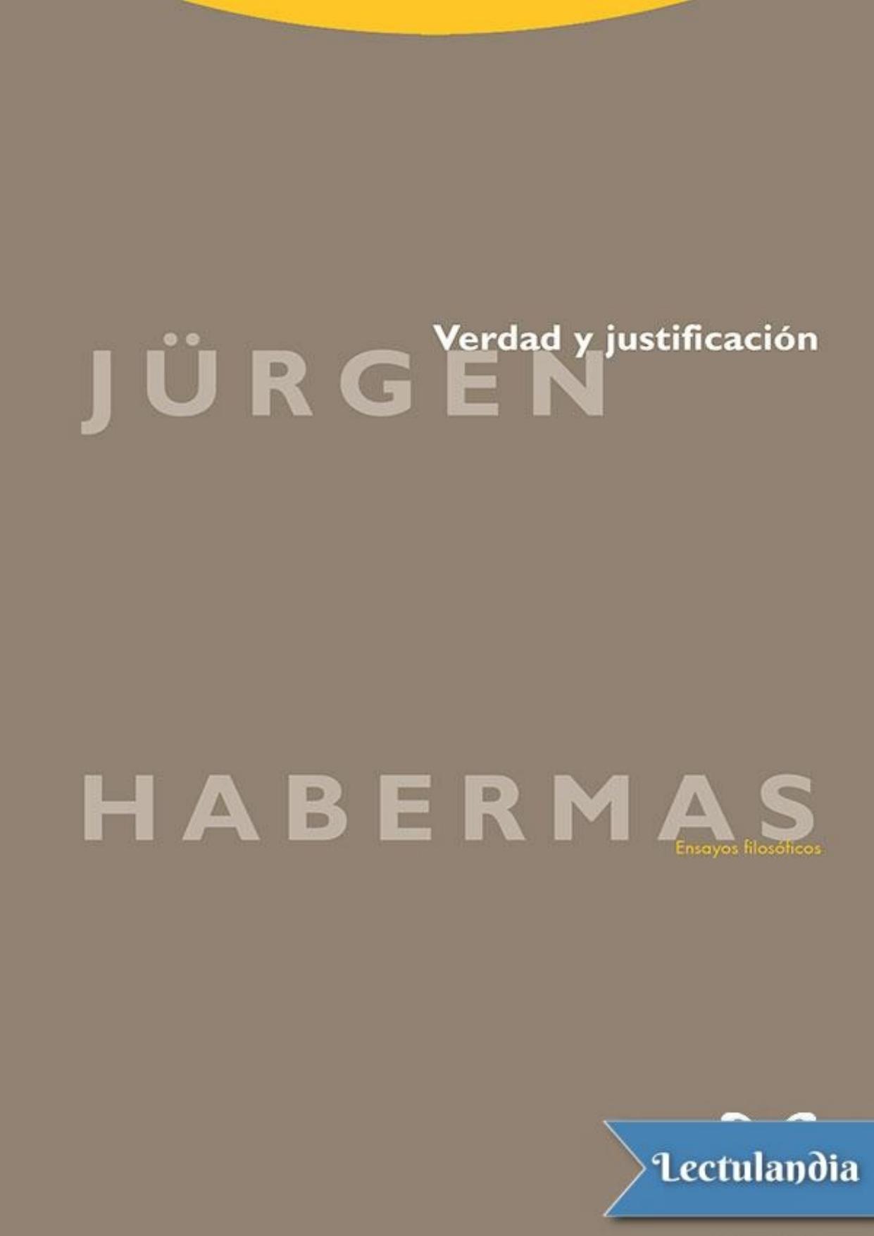 Verdad y justificación de Jürgen Habermas, portada del libro