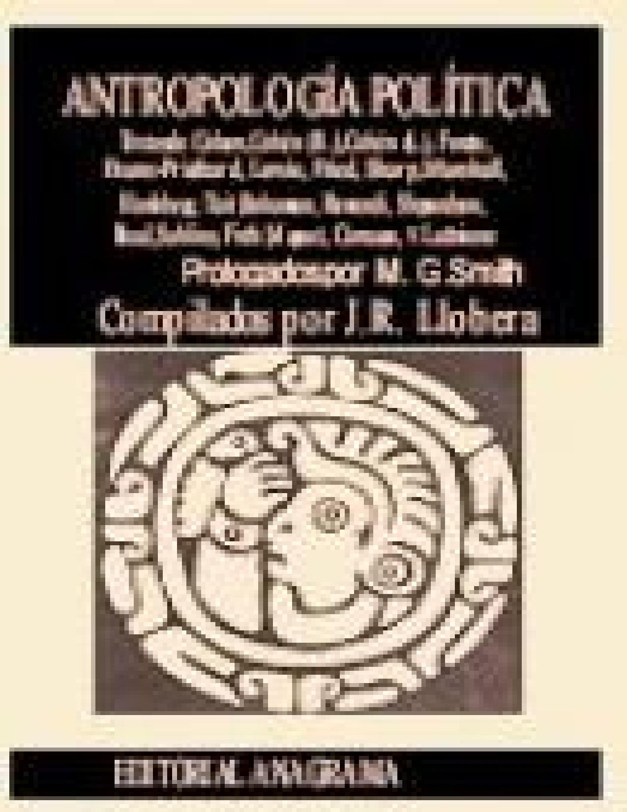 Antropología política de Llobera (comp.) Jose Ramon, portada del libro