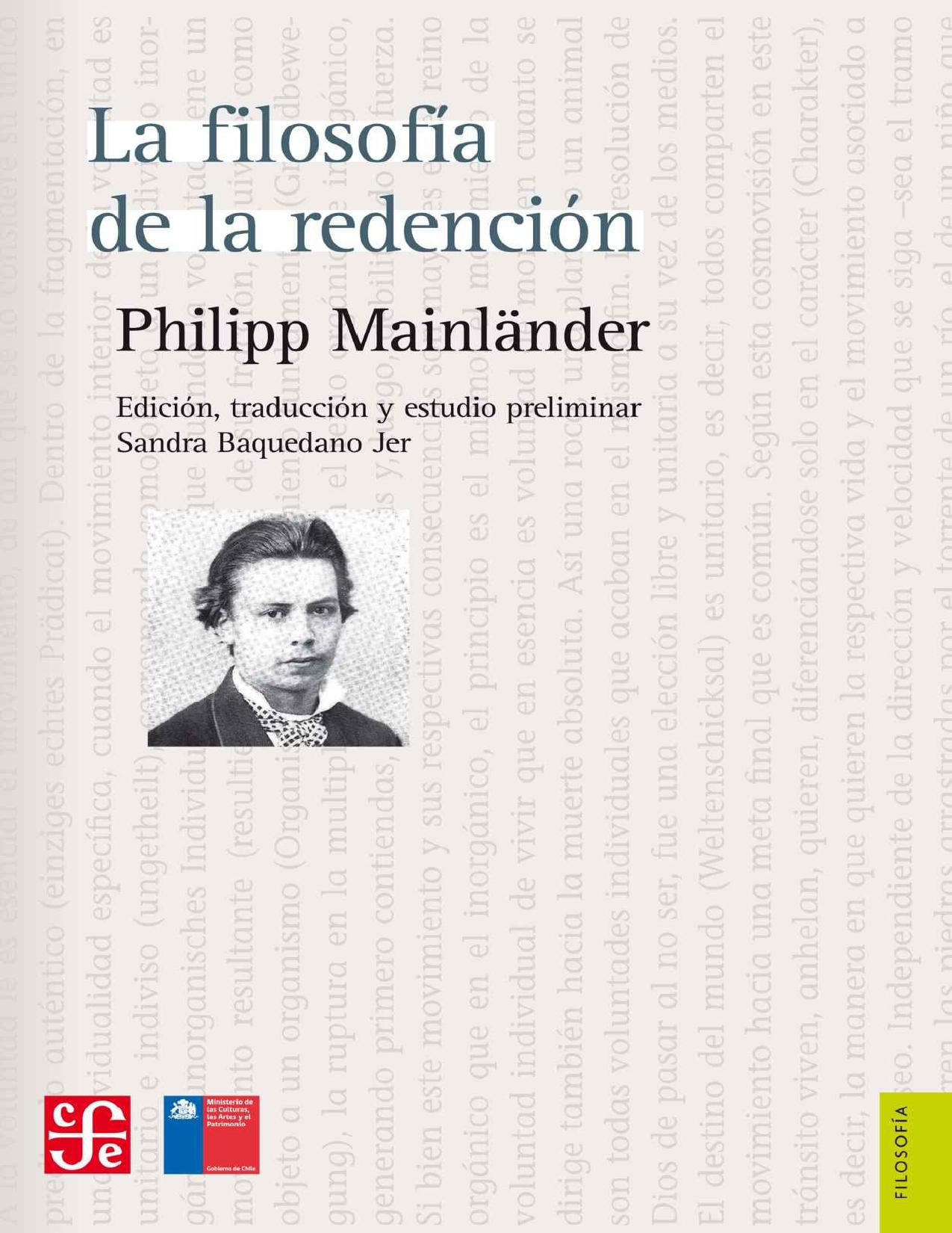 La filosofía de la redención de Philipp Mainlander, portada del libro