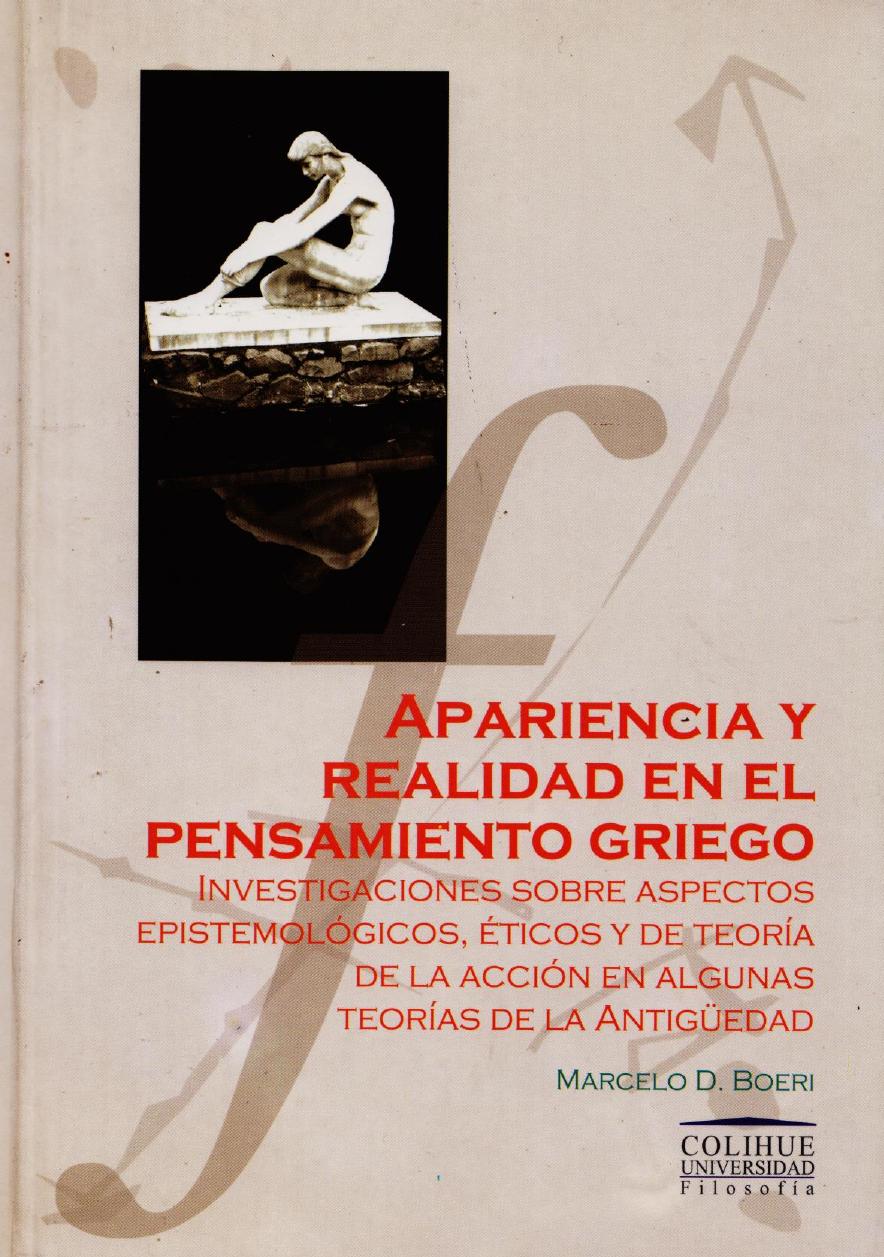 Apariencia y realidad en el pensamiento griego de Marcelo D. Boeri, portada del libro