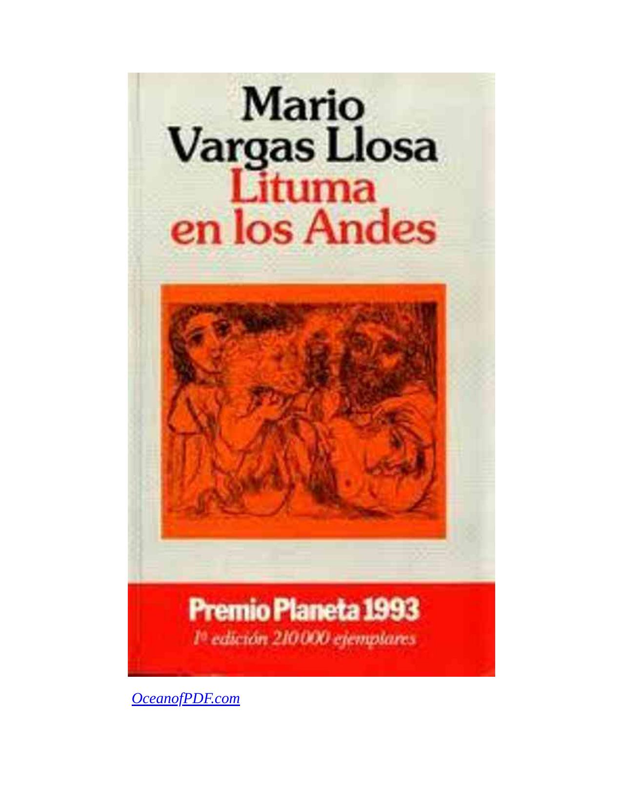 Lituma en los Andes de Mario Vargas Llosa, portada del libro