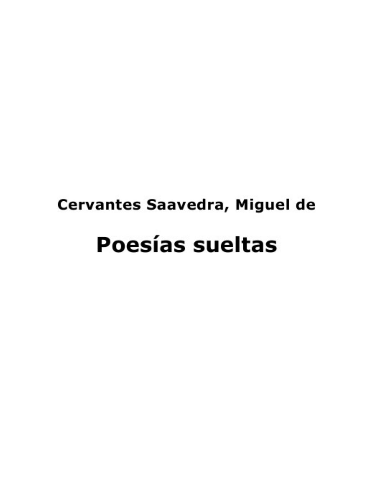 Poesias sueltas de Miguel de Cervantes Saavedra, portada del libro
