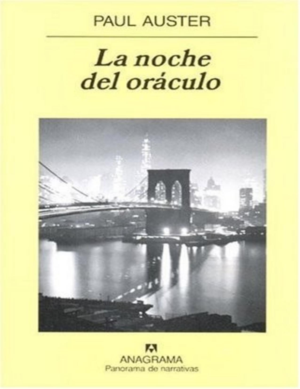 La Noche del Oraculo de Paul Auster, portada del libro