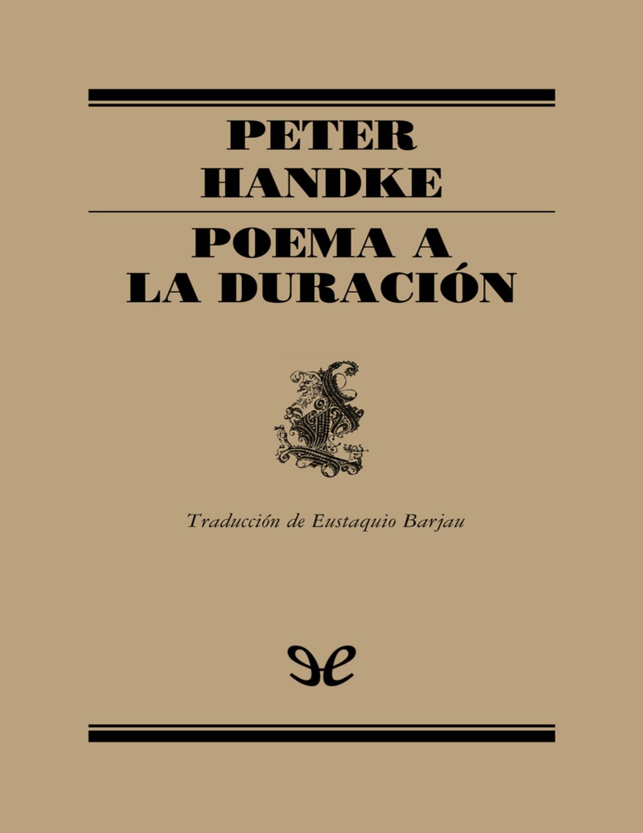 Poema a la duración de Peter Handke, portada del libro
