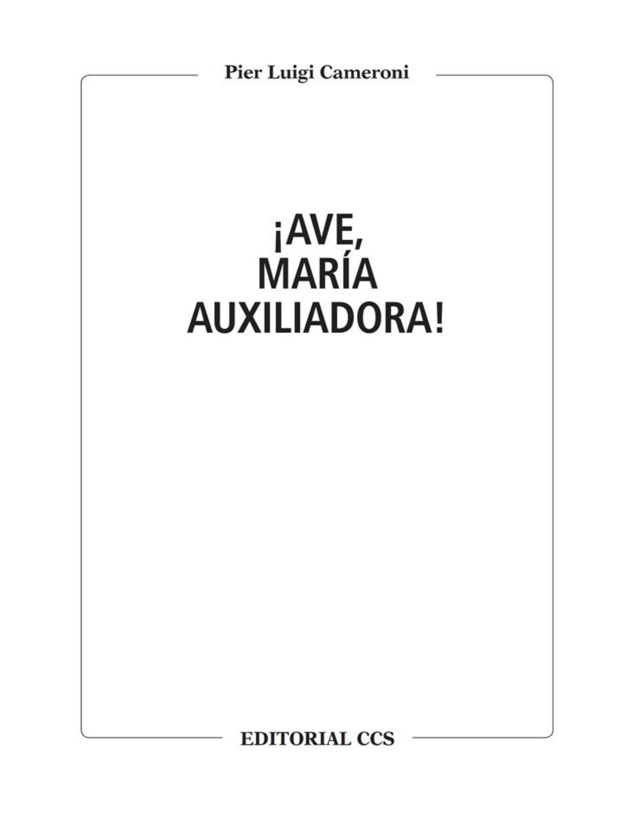 ¡Ave, María Auxiliadora! (Cuadernos de María Auxiliadora) de Pier Luigi Cameroni, portada del libro