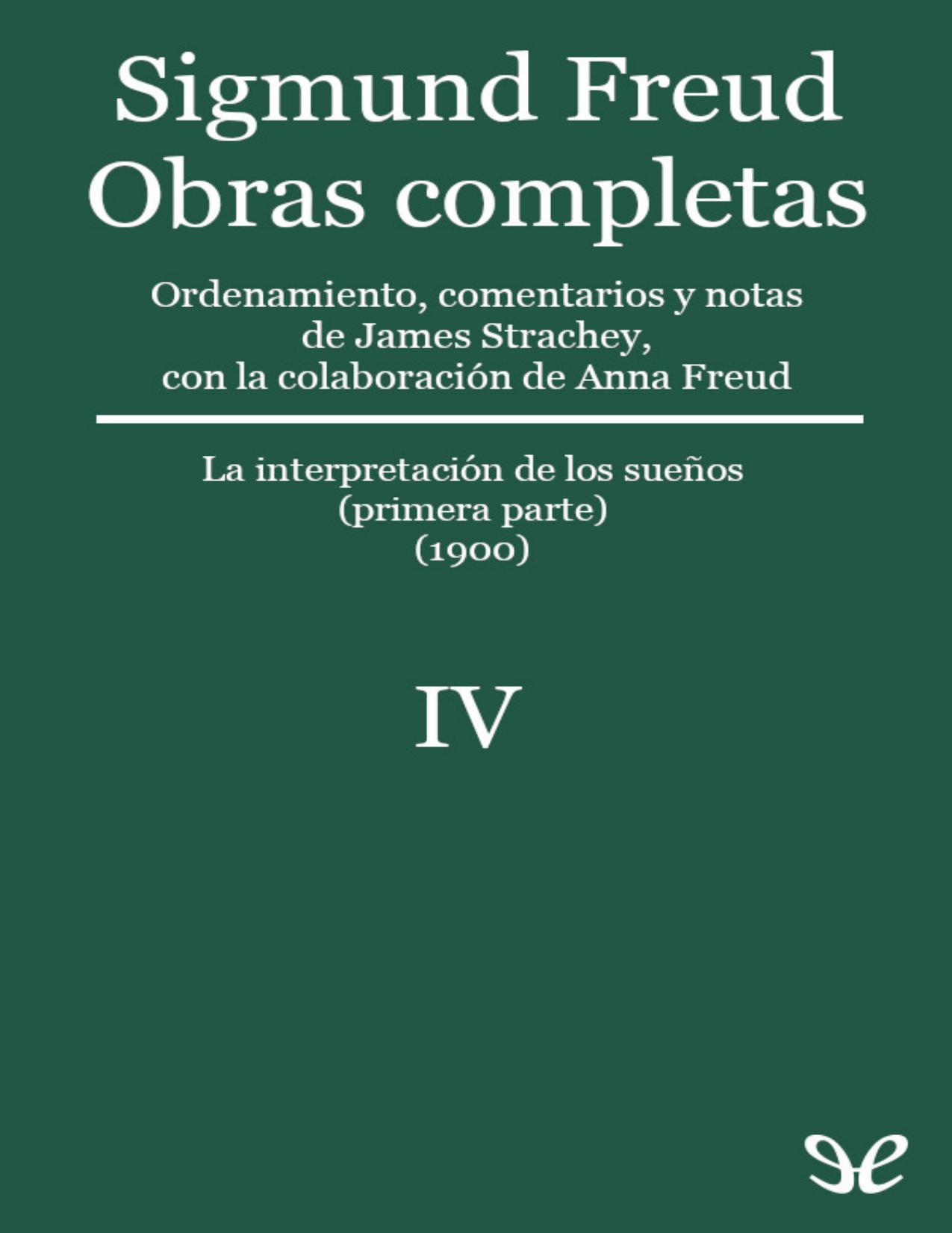 Volumen IV (1900) de Sigmund Freud, portada del libro