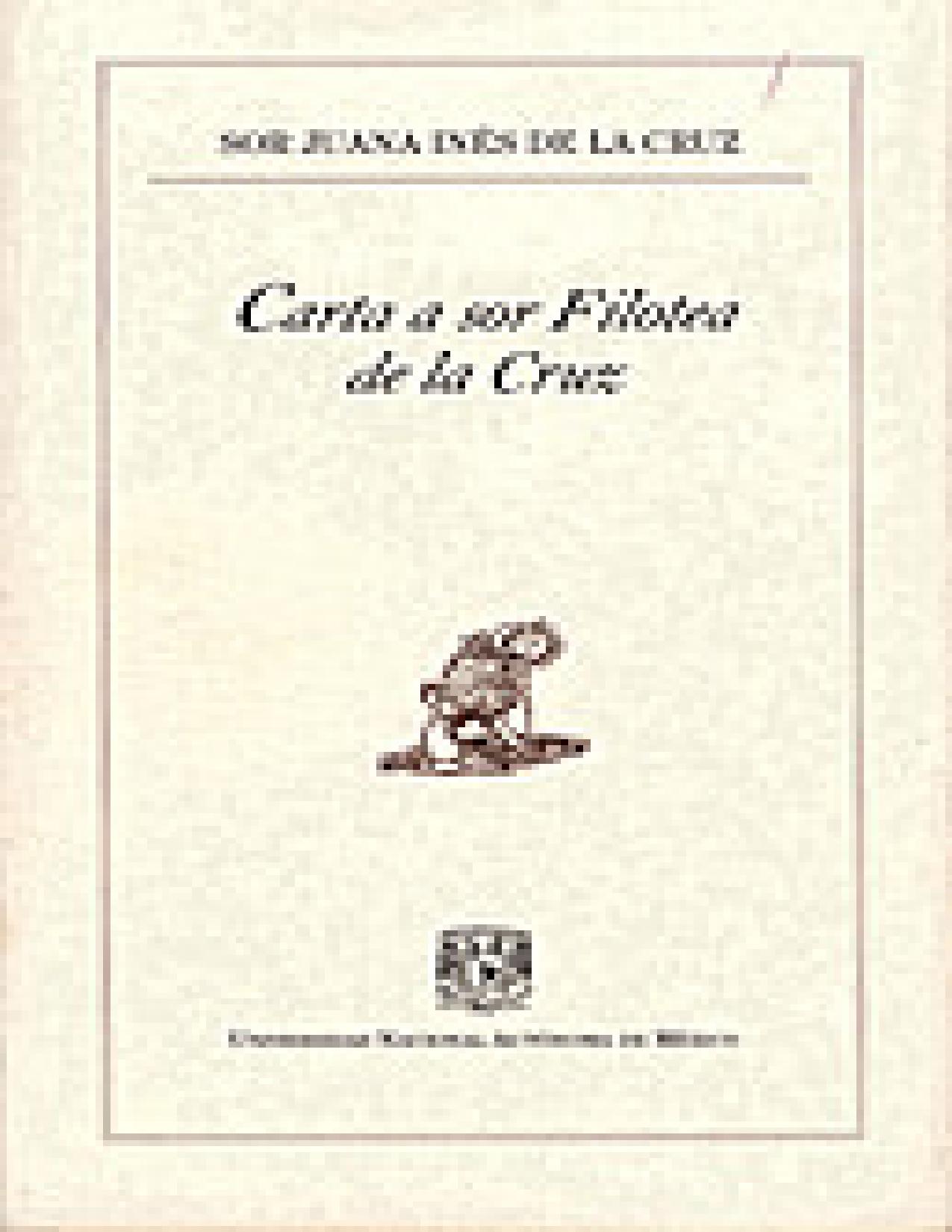Carta a sor Filotea de la Cruz de Sor Juana Ines de la Cruz, portada del libro