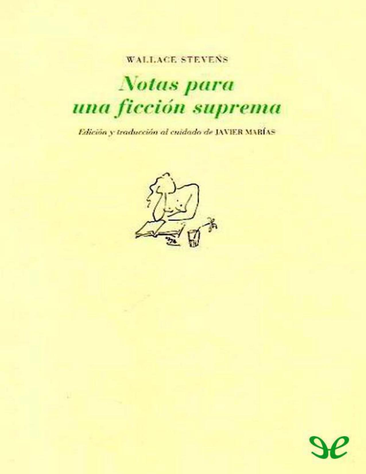 Notas para una ficción suprema de Wallace Stevens, portada del libro