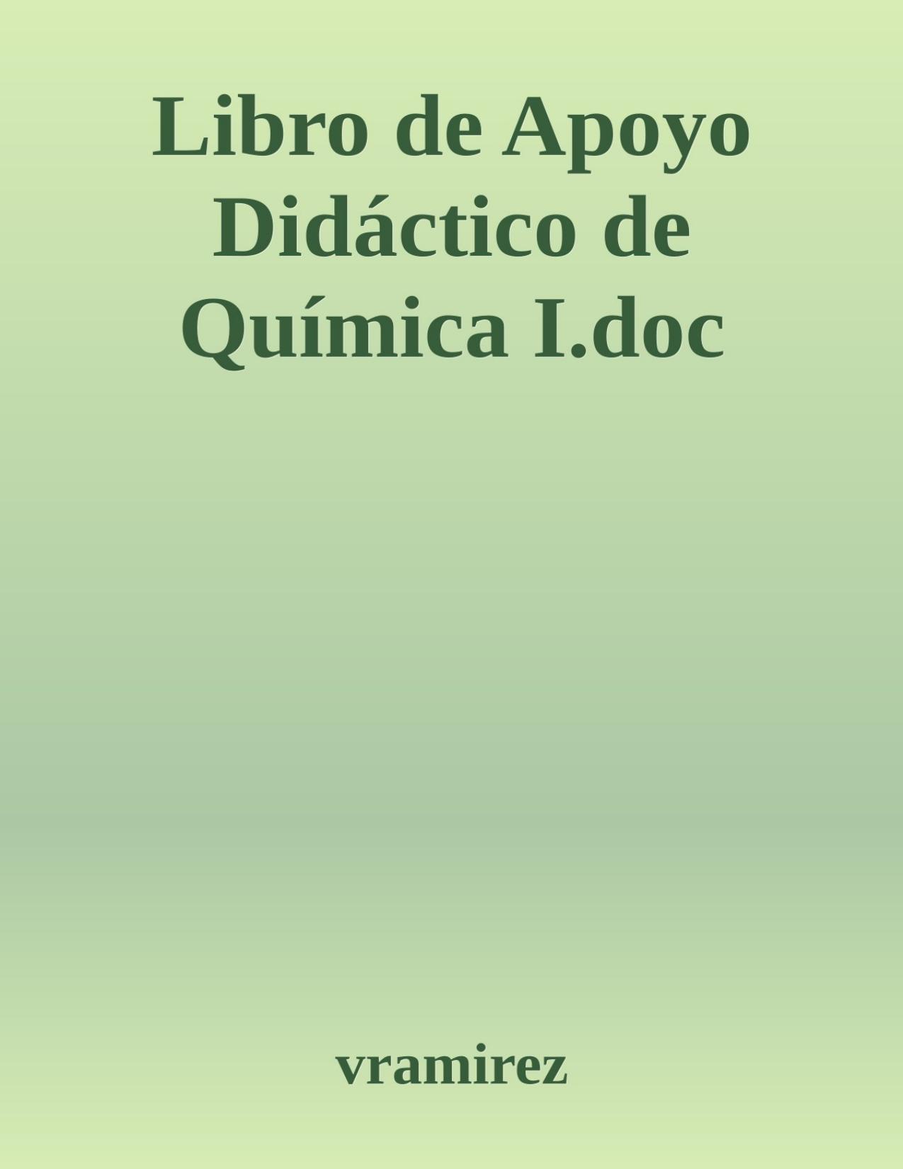 Libro de Apoyo Didactico de Quimica de vramirez, portada del libro
