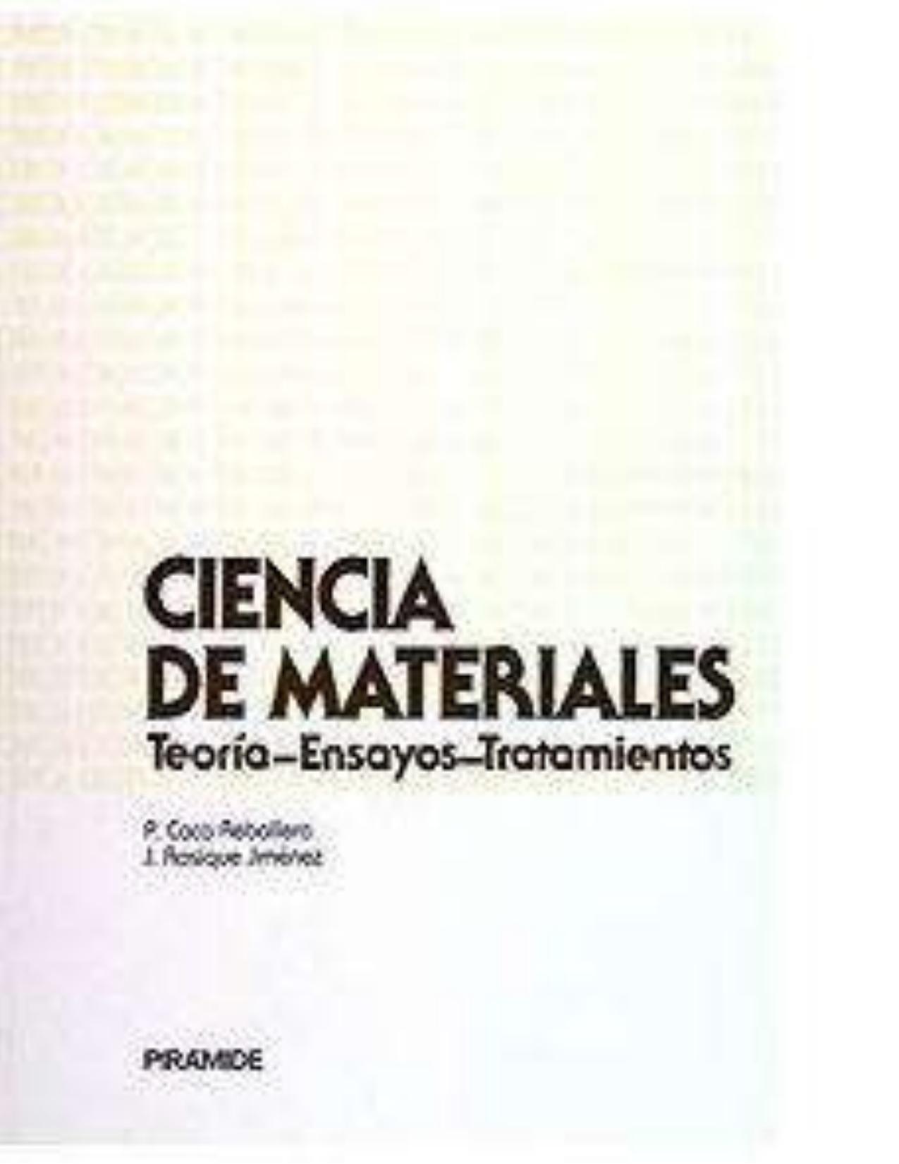 Ciencia de materiales de Pedro Coca Rebollero Juan Rosique J, portada del libro