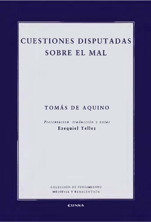 Cuestiones disputadas sobre el mal_ de Tomas De Aquino, portada del libro