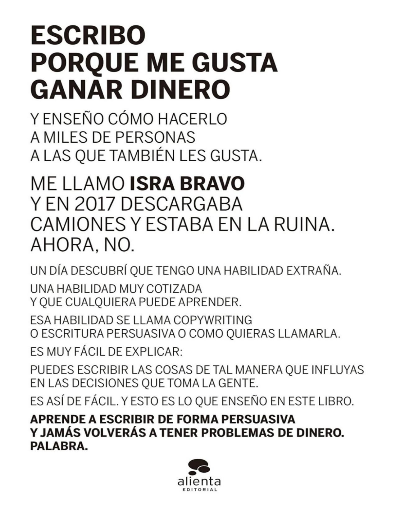 Escribo porque me gusta ganar dinero de Israel Bravo, portada del libro