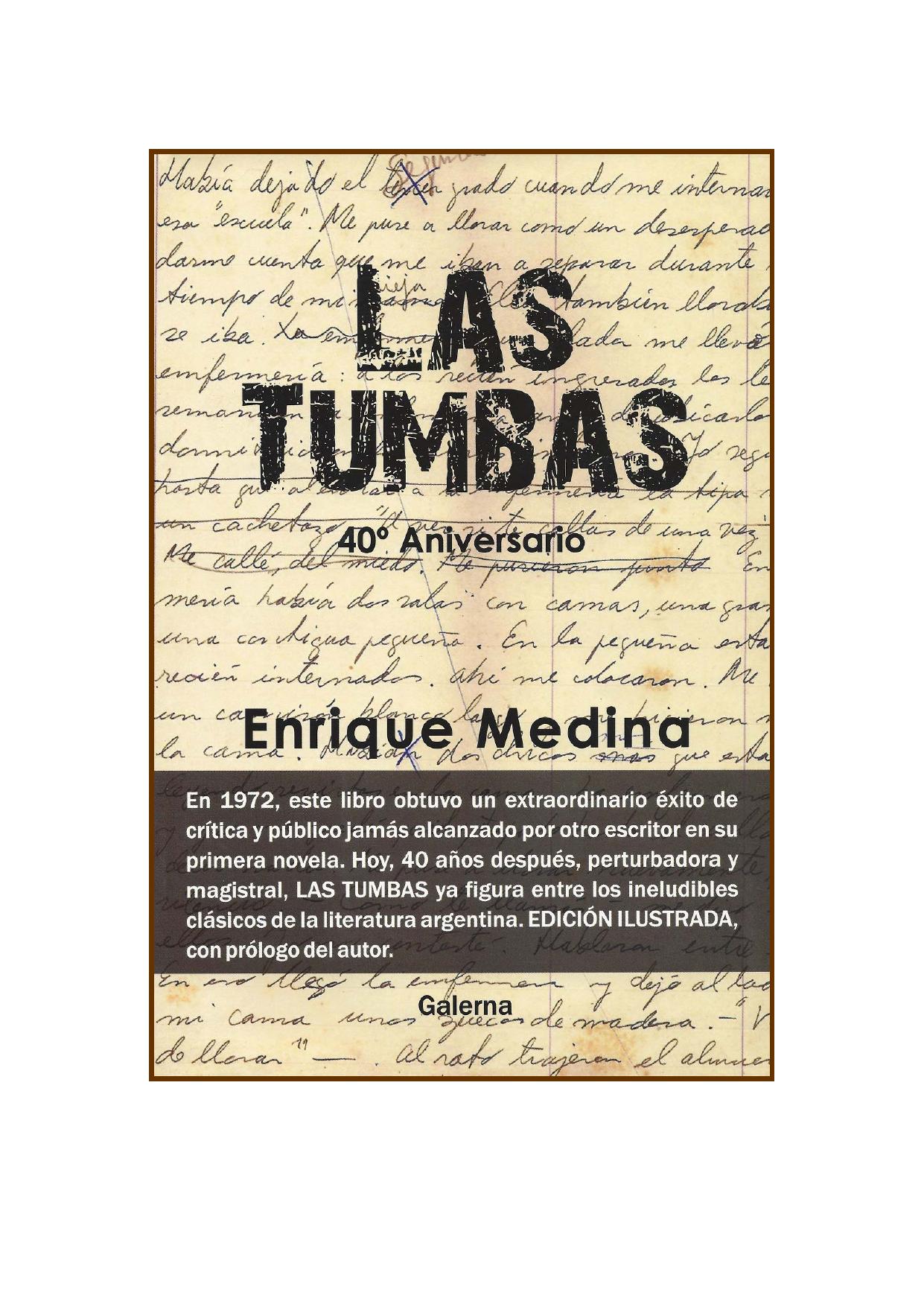 Las tumbas de Enrique Medina, portada del libro