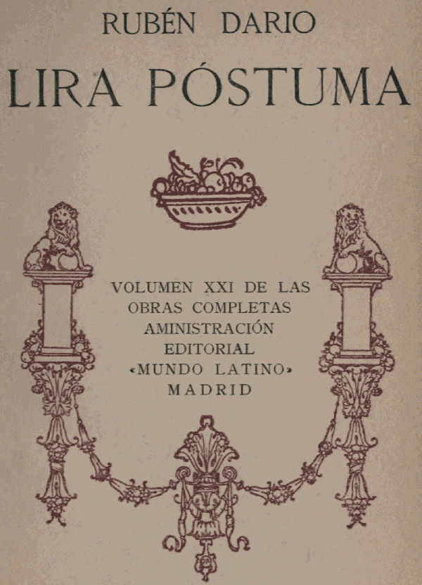 Lira Póstuma de Rubén Darío, portada del libro