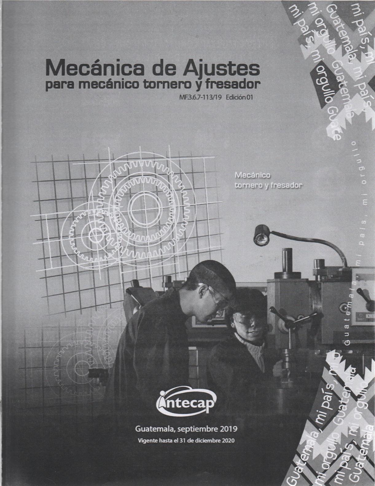 Mecanica de Ajustes para mecanico tornero y fresador de Instituto Tecnico de Capacitacion y, portada del libro
