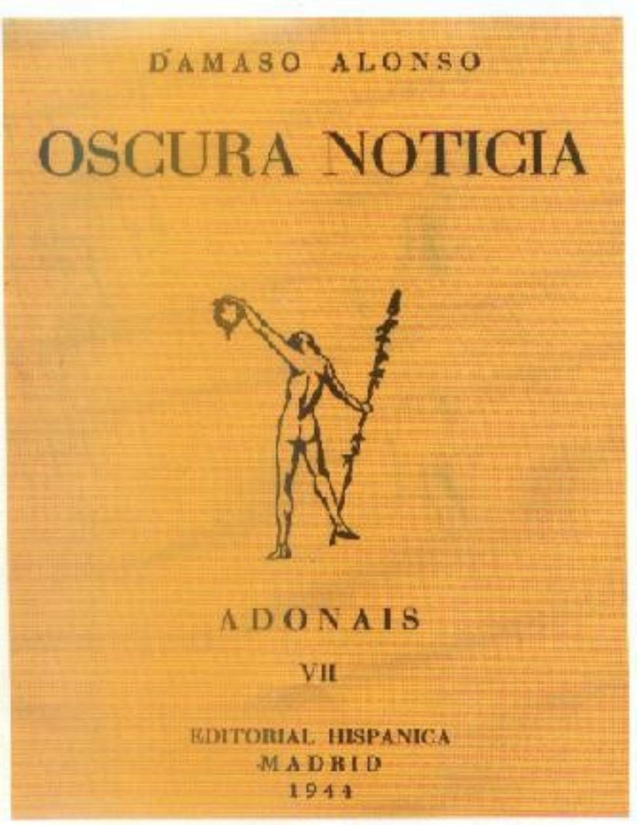 Oscura noticia de Damaso Alonso, portada del libro