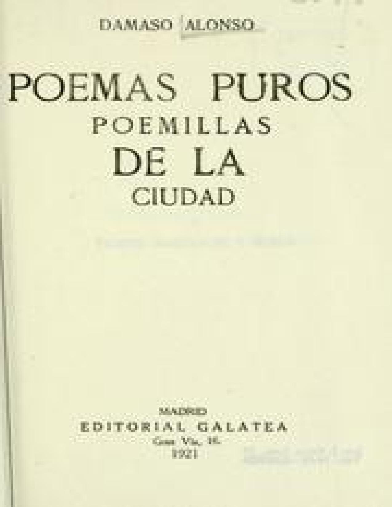 Poemas puros, poemillas de la c de Damaso Alonso, portada del libro