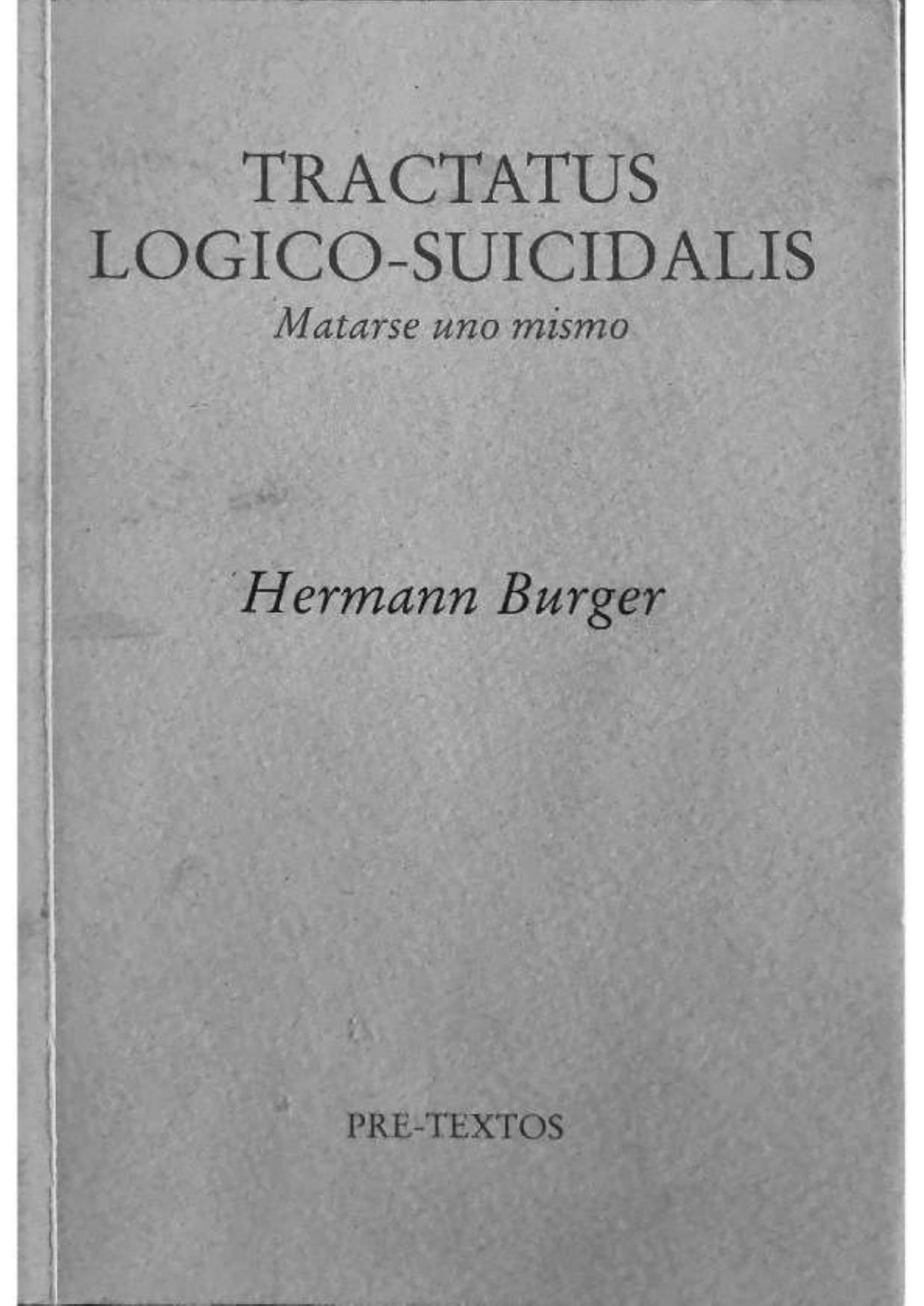 Tractatus Logico-Suicidalis de Hermann Burger, portada del libro
