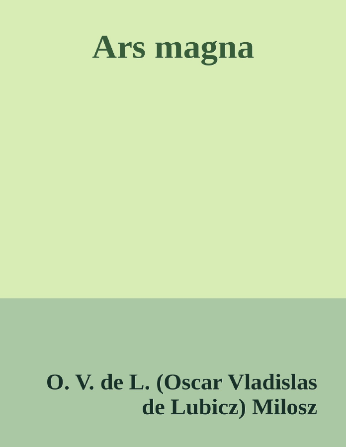 Couverture de Ars magna