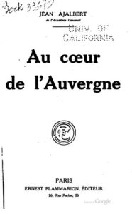 Au cœur de l’Auvergne by Jean Ajalbert, book cover