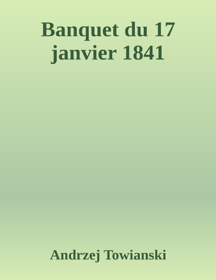 Couverture de Banquet du 17 janvier 1841