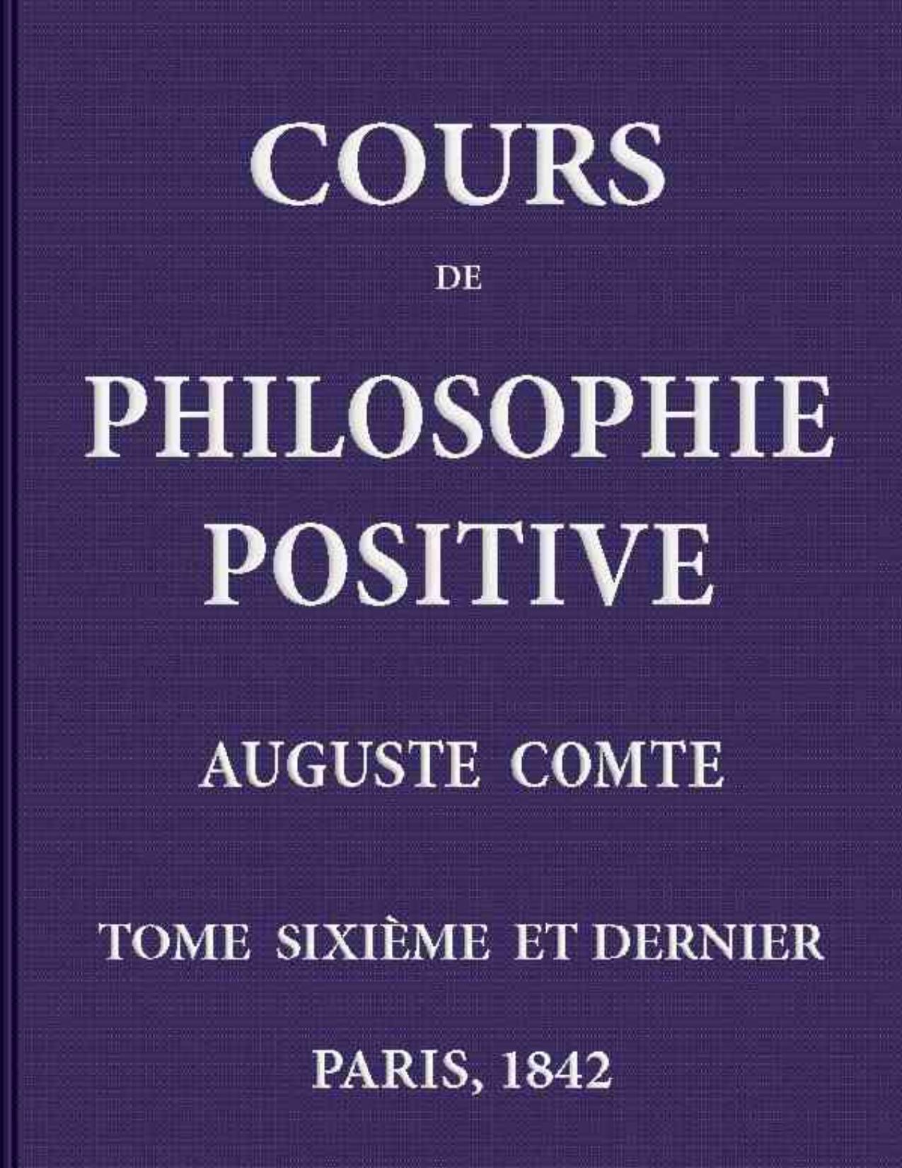 Cours De Philosophie Positive. 66