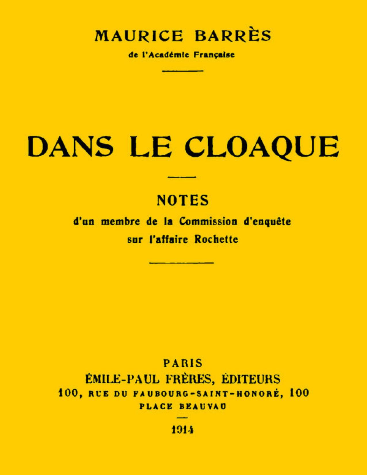 Dans Le Cloaque Notes Drsquoun Membre De La Commission Dr