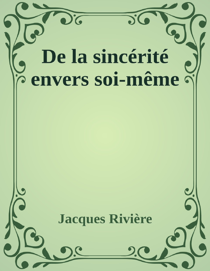 Couverture de De la sincérité envers soi-même