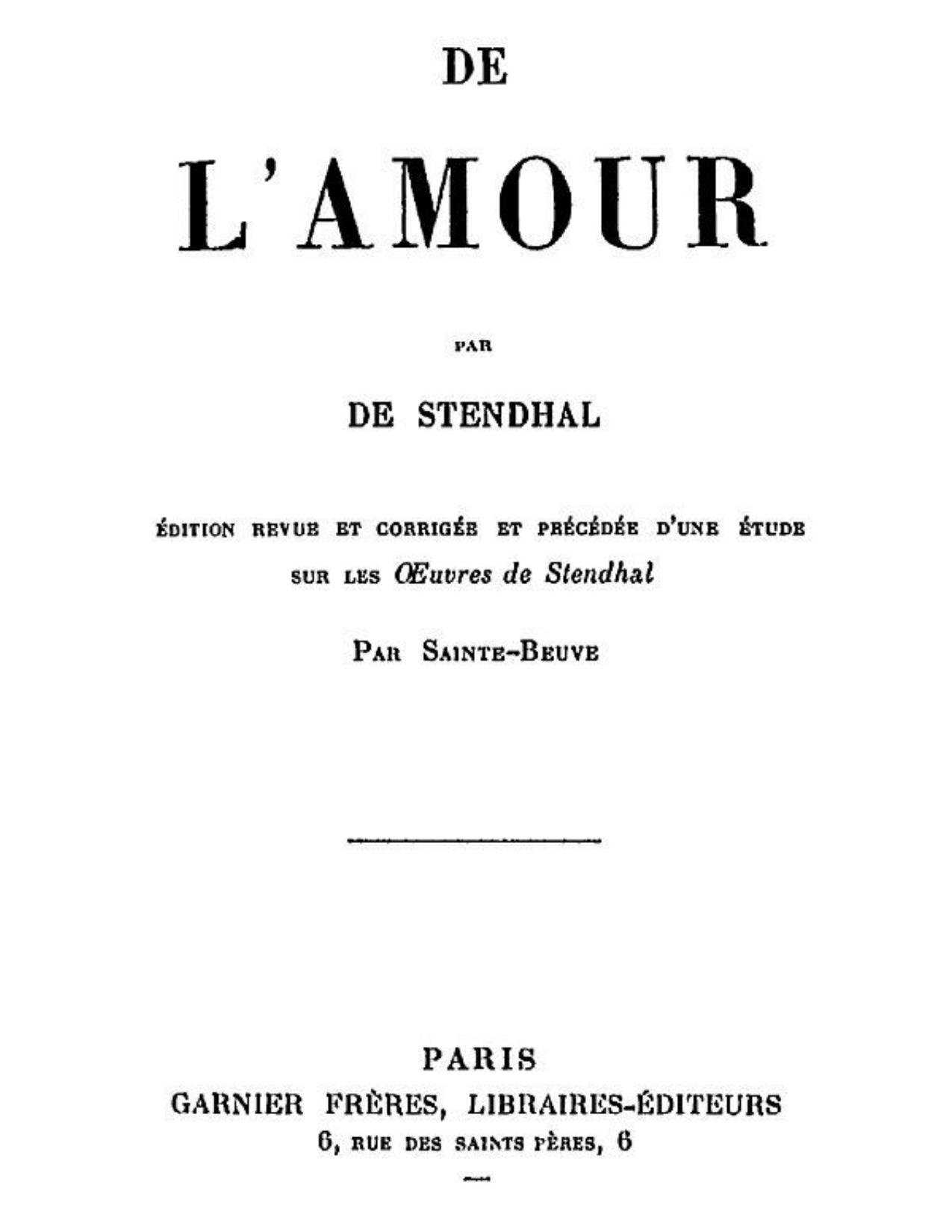 De LrsquoAmour Edition Revue Et Corrigee Et Precedee