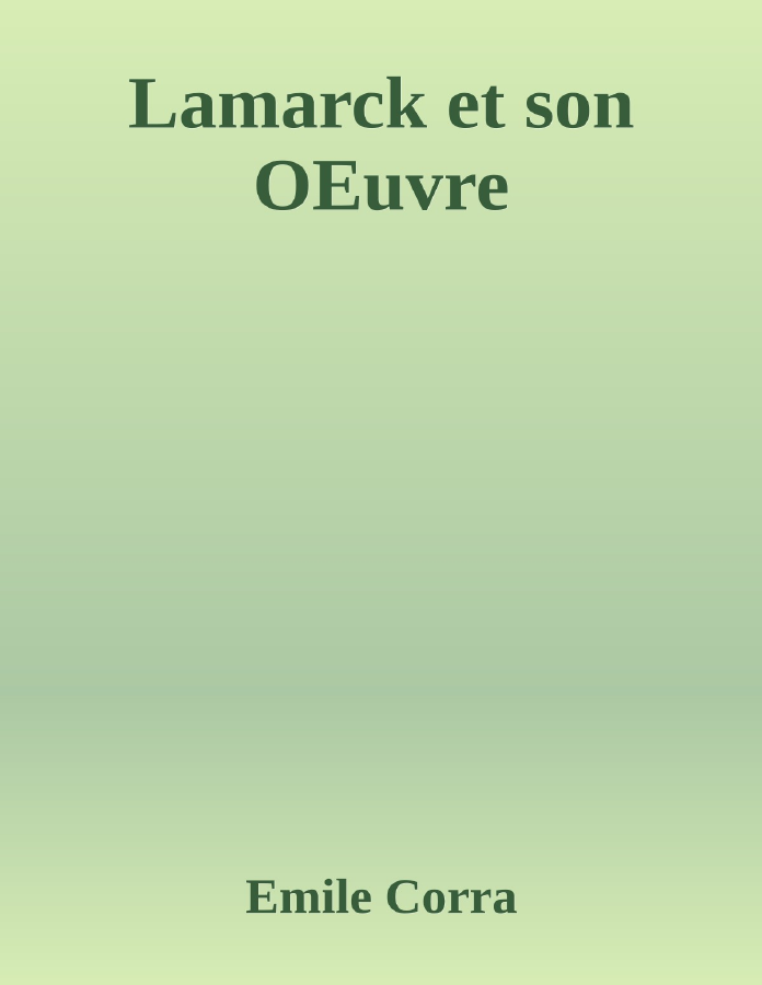 Couverture de Lamarck et son OEuvre