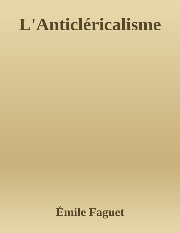 Couverture de L'Anticléricalisme