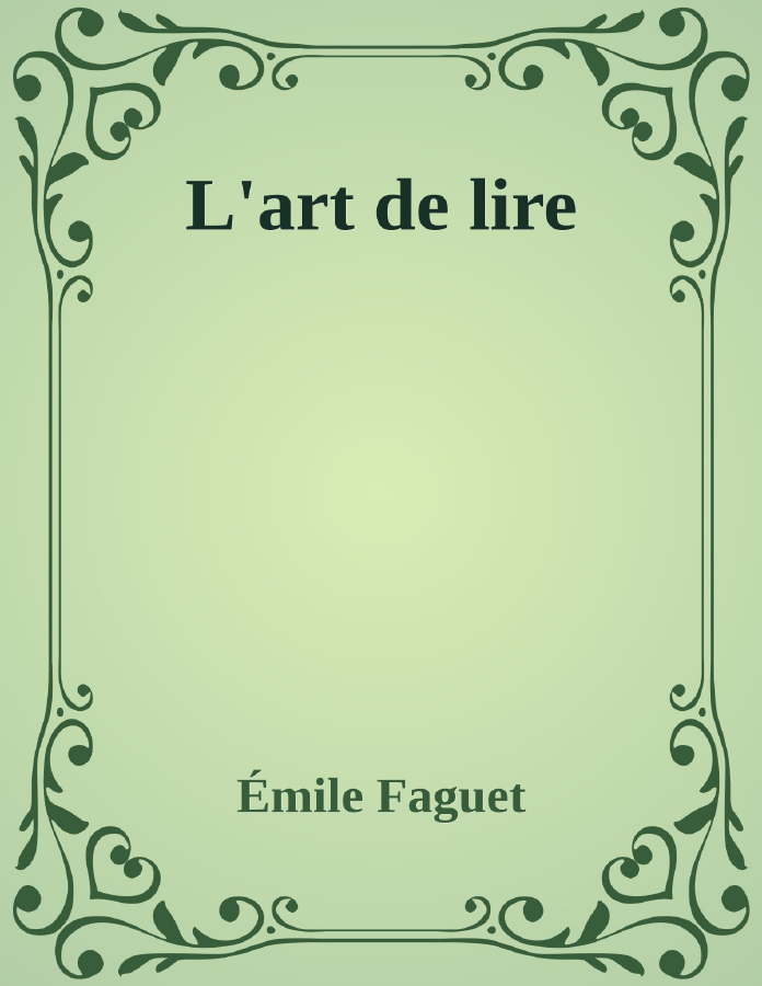 Couverture de L'art de lire
