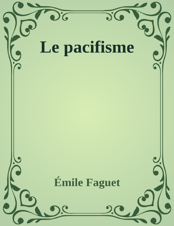Couverture de Le pacifisme