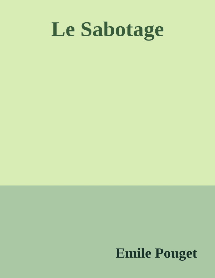 Couverture de Le Sabotage