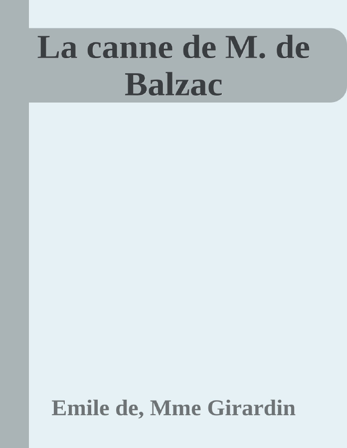 Couverture de La canne de M. de Balzac